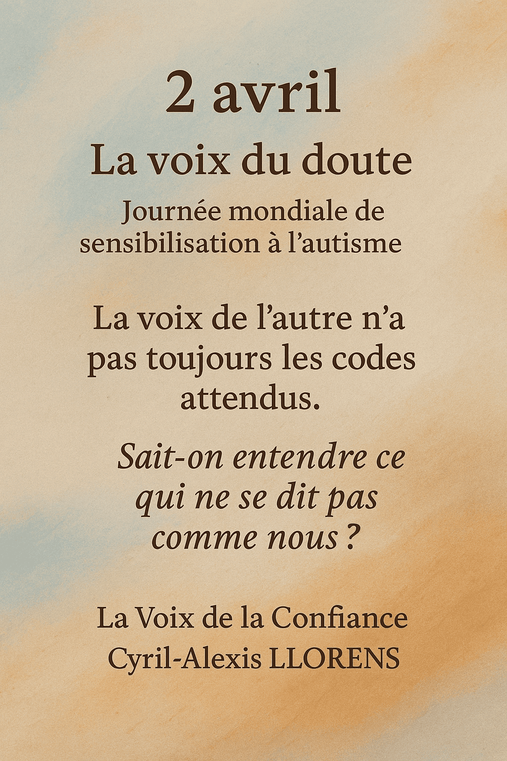 2 Avril - Journée Mondiale de sensibilisation à l'autisme